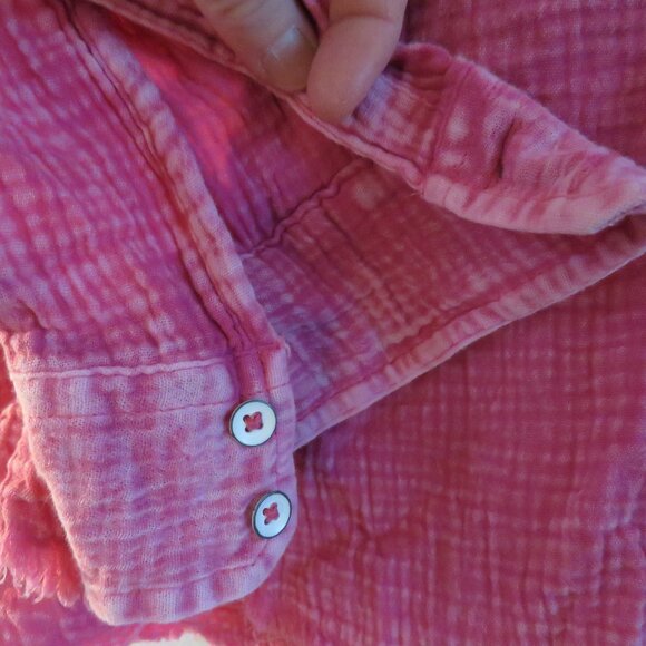 KITTENISH X FLAG & ANTHEM Morgan Boyfriend Shirt in Fuchsia Pink Casual Size XL - Picture 9 of 14